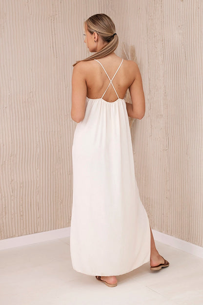 Дълга рокля с тънки презрамки 6418