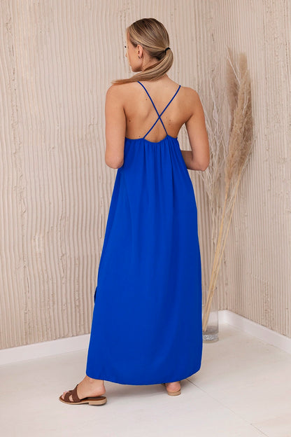 Дълга рокля с тънки презрамки 6418