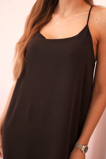 Дълга рокля с тънки презрамки 6418