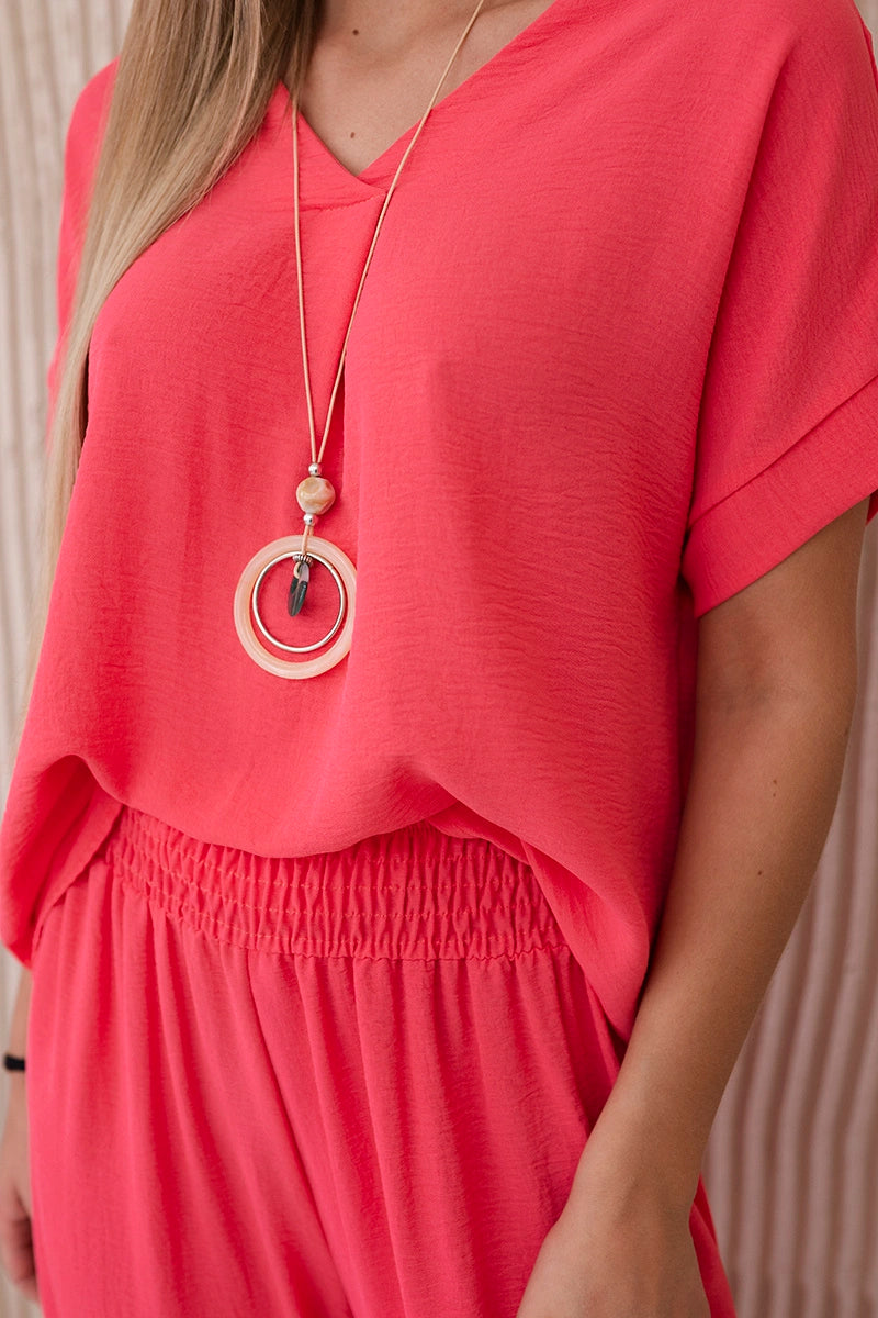 Комплект от блуза с панталон и колие 6433