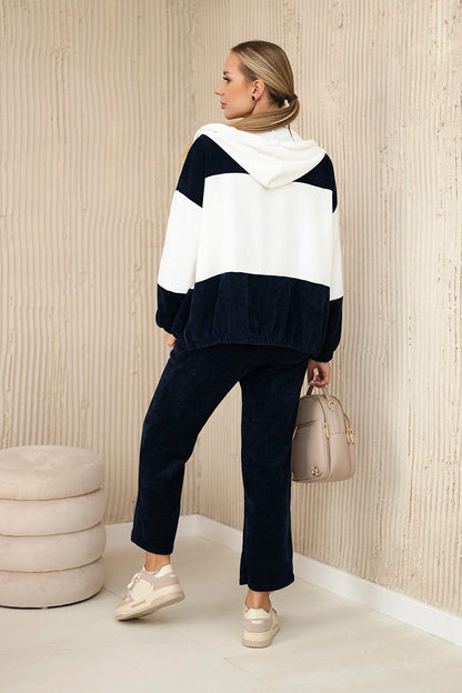 Рипсен велурен комплект от суитчер с панталони 6650