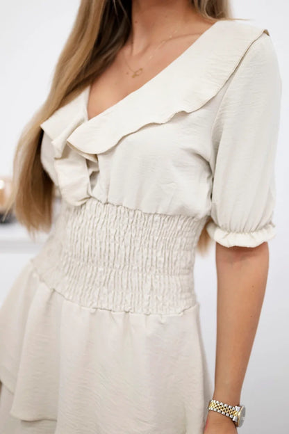 Рокля с талия и къс ръкав 68298