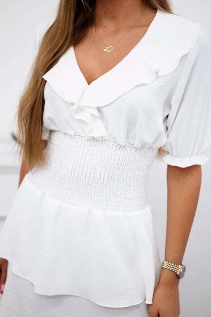 Рокля с талия и къс ръкав 68298