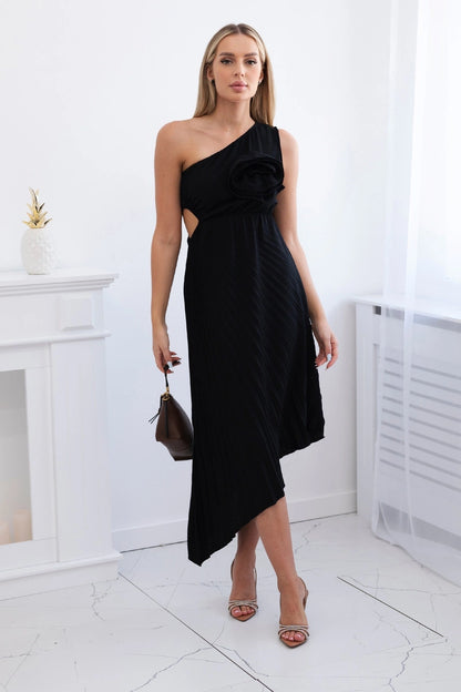 Плисирана рокля украсена с цвете 6945H