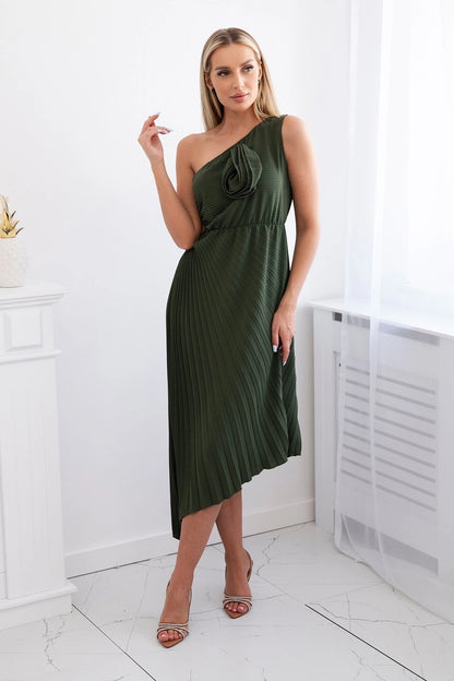 Плисирана рокля украсена с цвете 6945H