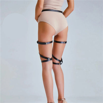 Черен кожен харнес долна част с регулиране AA-700407