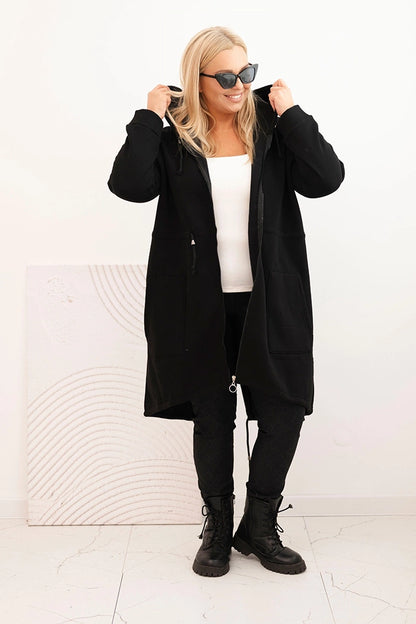 Дамски суичър с качулка с изолация и V-образно деколте 7044