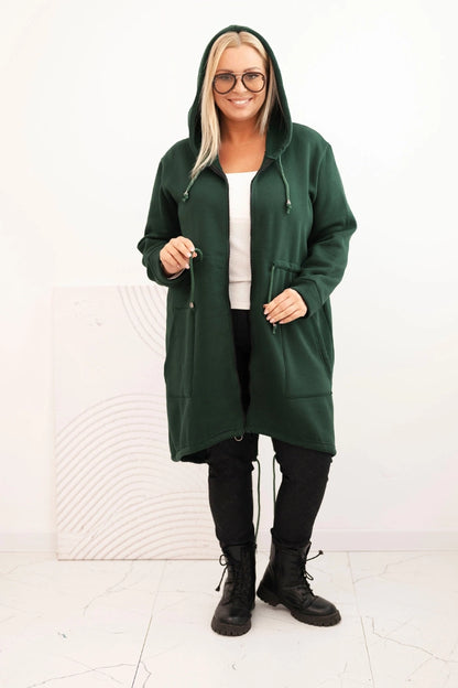 Дамски суичър с качулка с изолация и V-образно деколте 7044