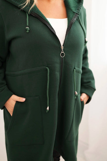 Дамски суичър с качулка с изолация и V-образно деколте 7044