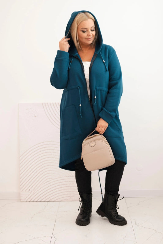 Дамски суичър с качулка с изолация и V-образно деколте 7044