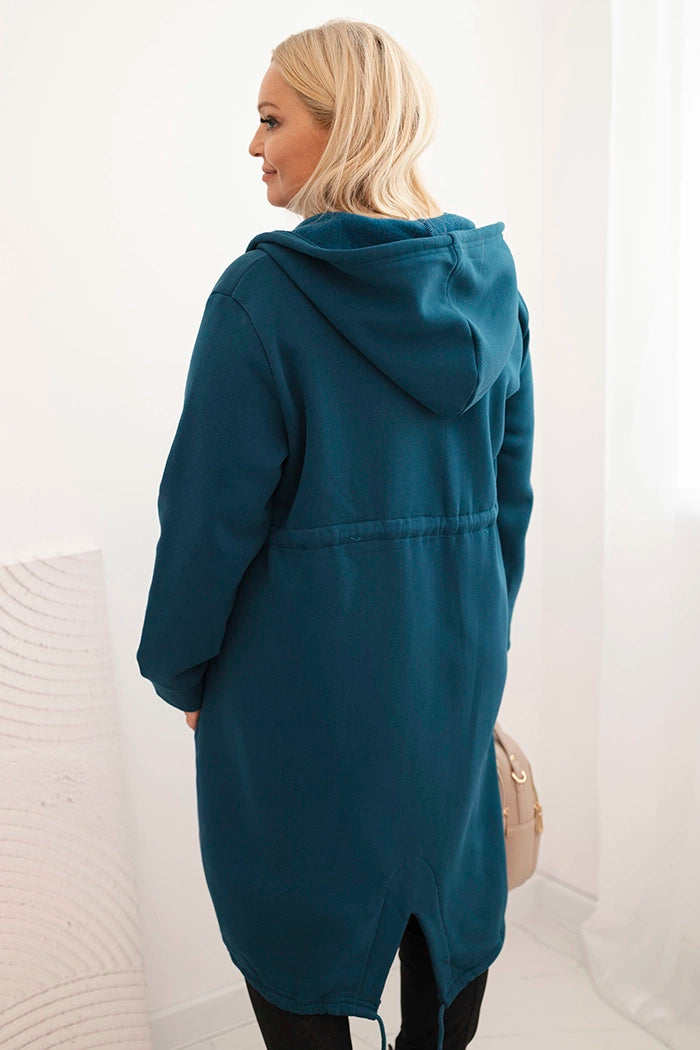 Дамски суичър с качулка с изолация и V-образно деколте 7044