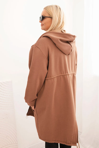 Дамски суичър с качулка с изолация и V-образно деколте 7044