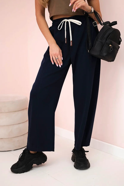 Панталон с маслено покритие и връзки на талията 7305