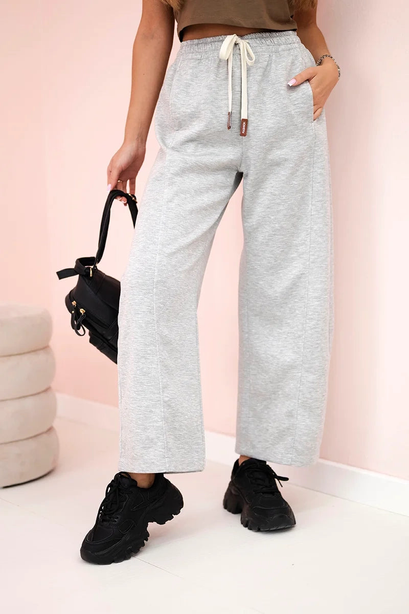 Панталон с маслено покритие и връзки на талията 7305