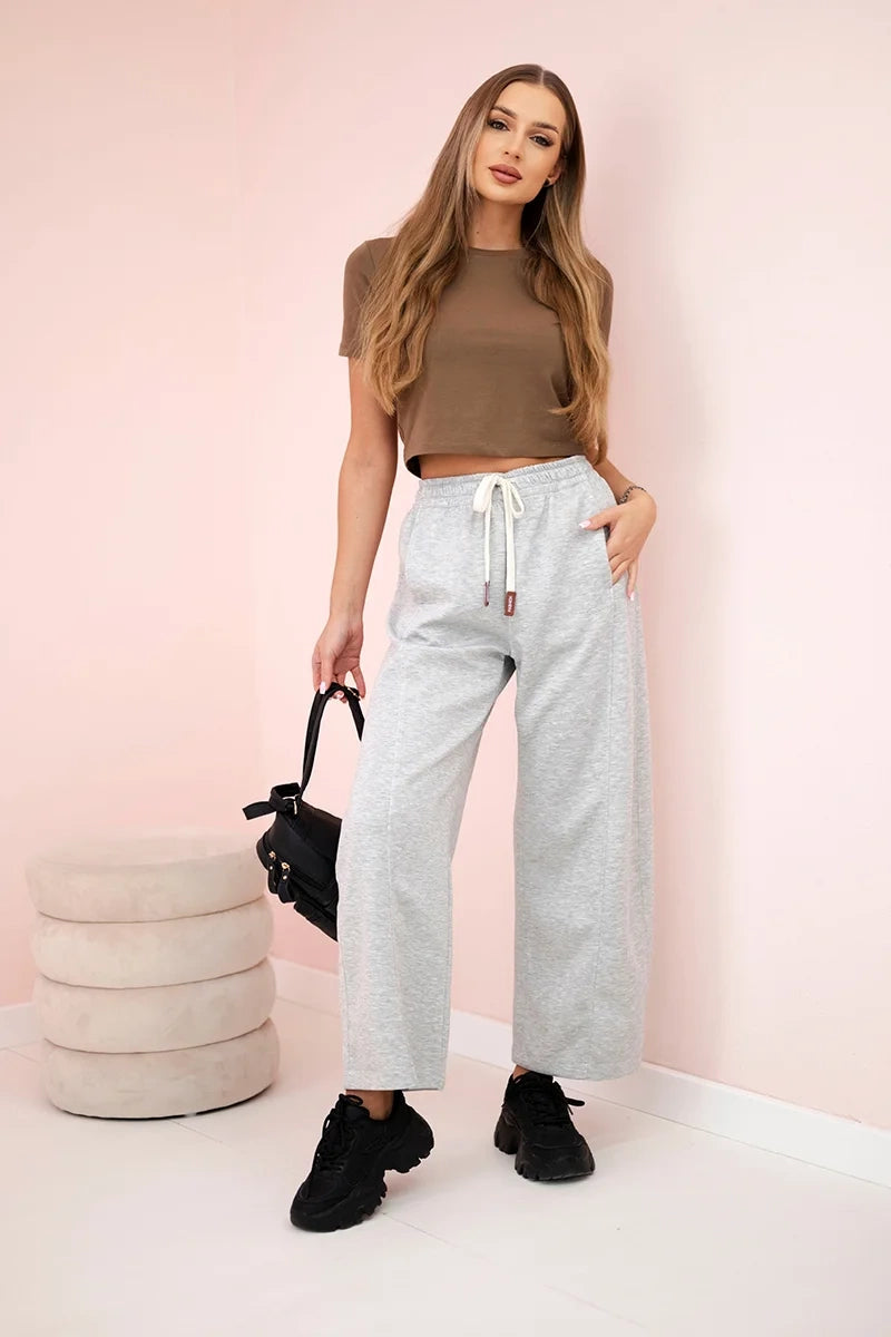 Панталон с маслено покритие и връзки на талията 7305