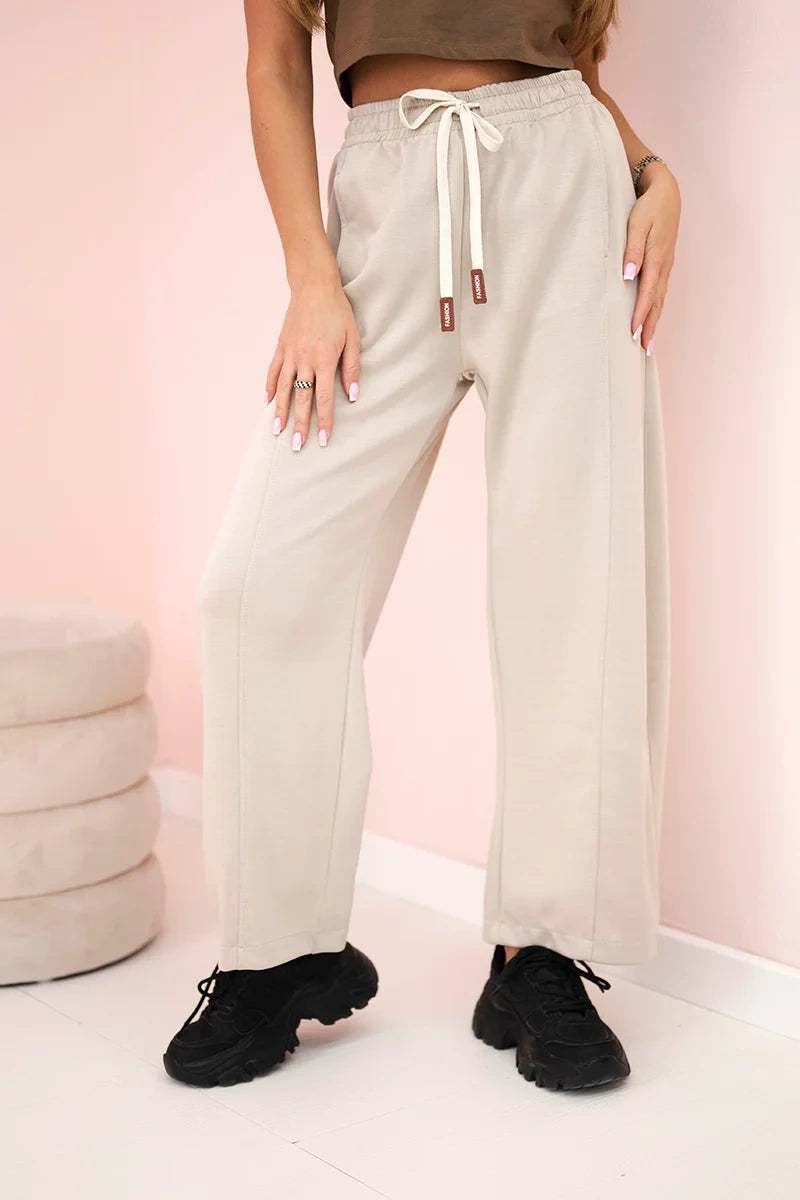 Панталон с маслено покритие и връзки на талията 7305