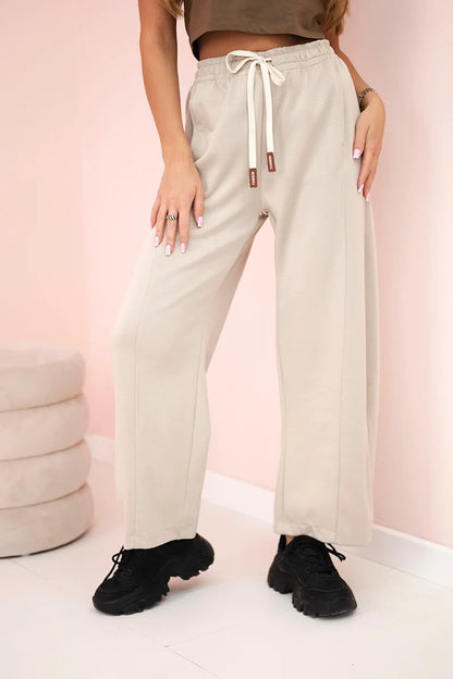 Панталон с маслено покритие и връзки на талията 7305