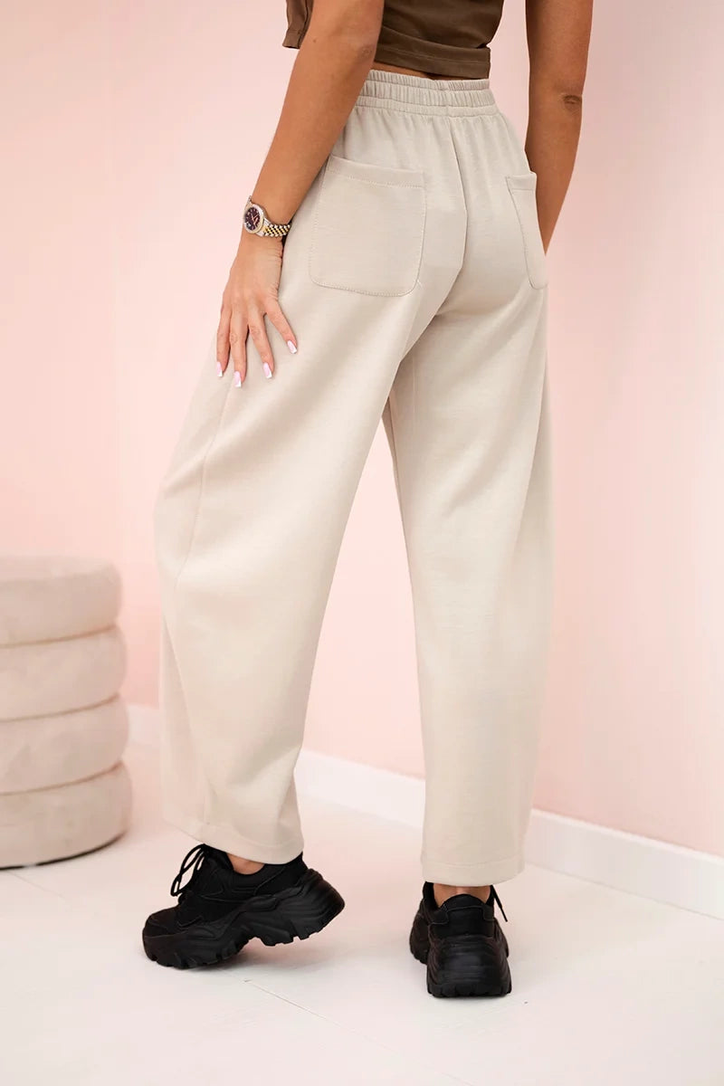 Панталон с маслено покритие и връзки на талията 7305