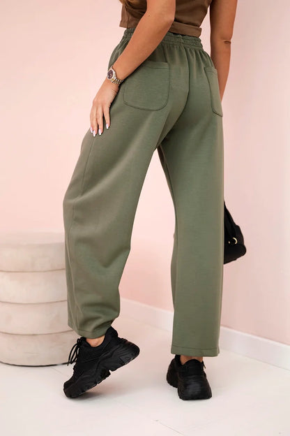 Панталон с маслено покритие и връзки на талията 7305