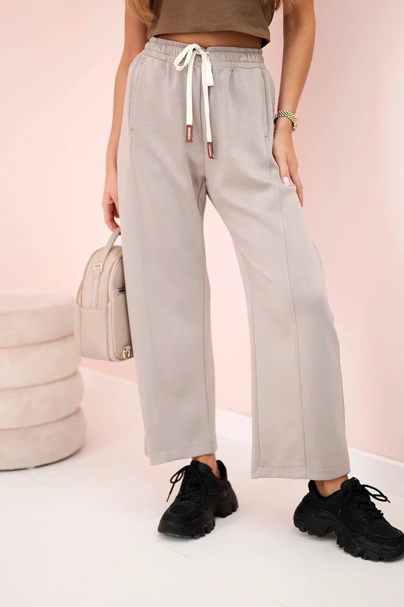 Панталон с маслено покритие и връзки на талията 7305