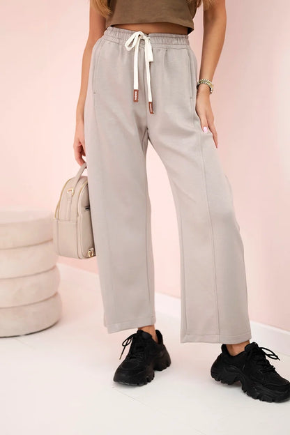 Панталон с маслено покритие и връзки на талията 7305