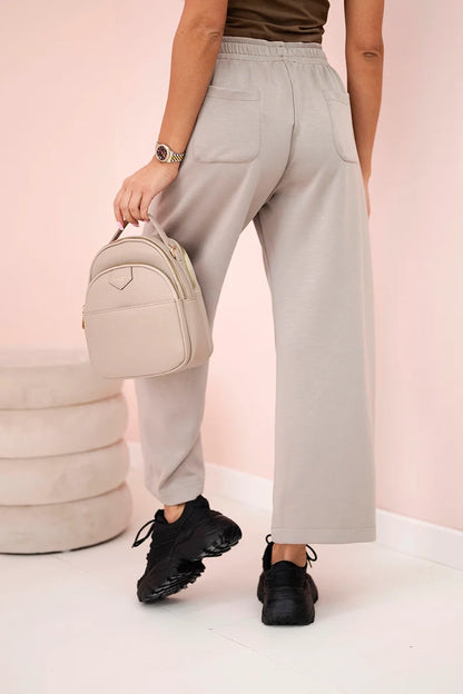 Панталон с маслено покритие и връзки на талията 7305