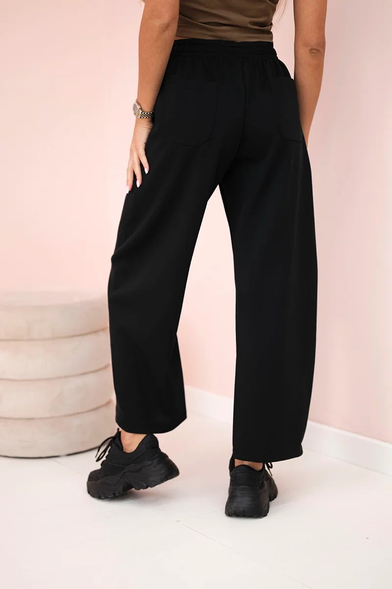 Панталон с маслено покритие и връзки на талията 7305