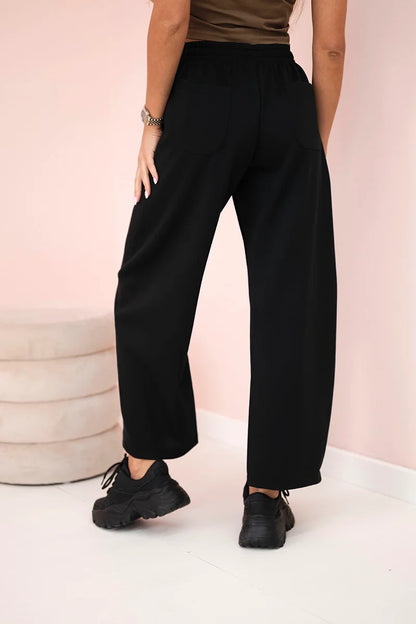 Панталон с маслено покритие и връзки на талията 7305