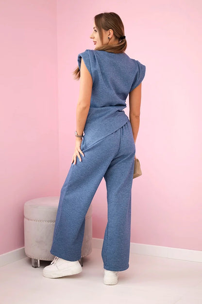 Комплект от асиметрична блуза с панталон 7349