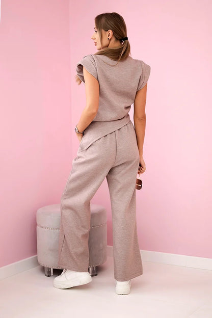 Комплект от асиметрична блуза с панталон 7349