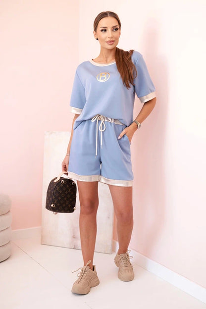 Дамски комплект от вискоза с къс ръкав и шорти 7397