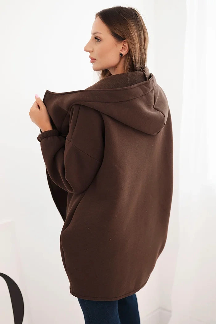 Дамски суичър с изолация и асиметричен цип 7765