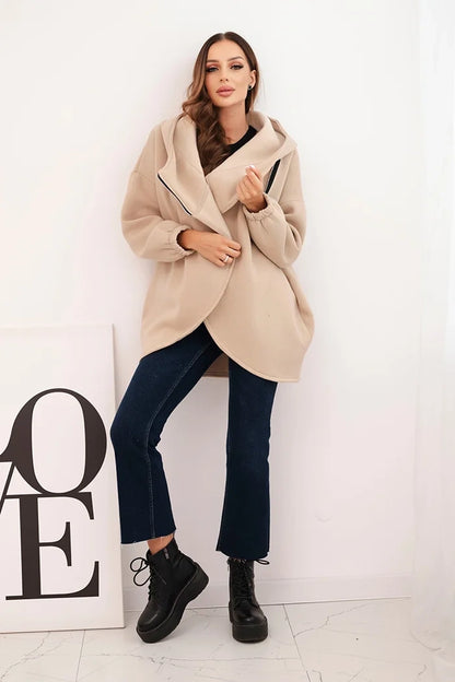 Дамски суичър с изолация и асиметричен цип 7765