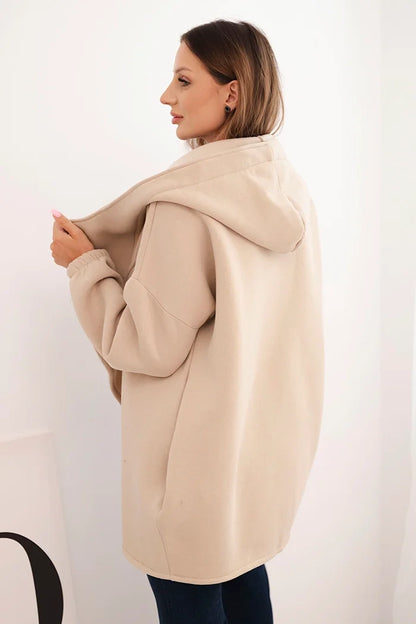 Дамски суичър с изолация и асиметричен цип 7765