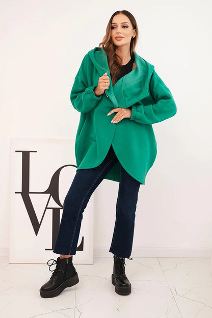 Дамски суичър с изолация и асиметричен цип 7765