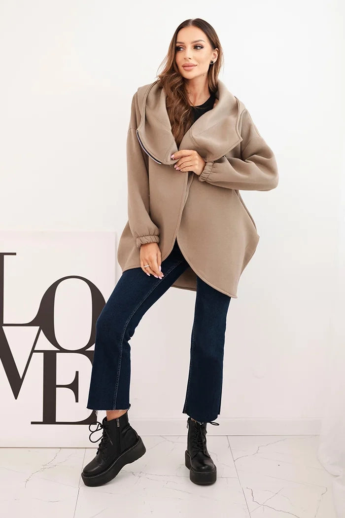 Дамски суичър с изолация и асиметричен цип 7765