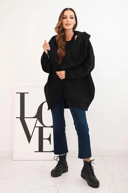 Дамски суичър с изолация и асиметричен цип 7765