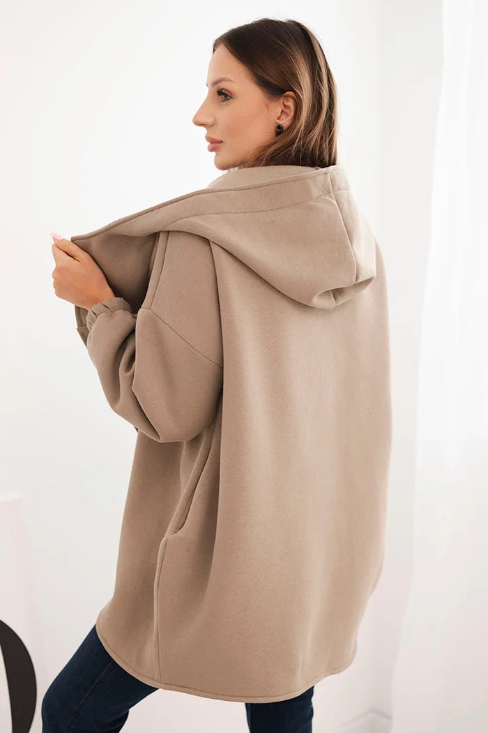 Дамски суичър с изолация и асиметричен цип 7765