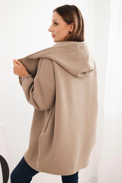 Дамски суичър с изолация и асиметричен цип 7765