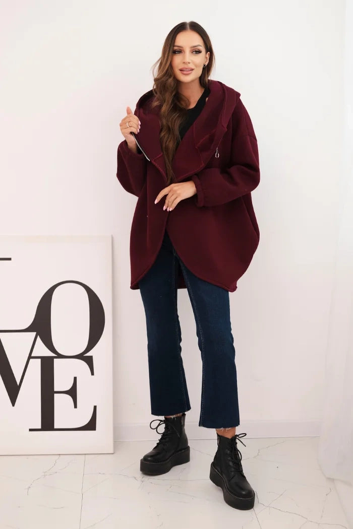 Дамски суичър с изолация и асиметричен цип 7765