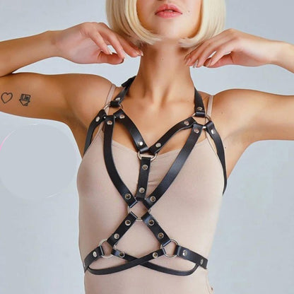 Черен кожен харнес с регулиране AA-800746