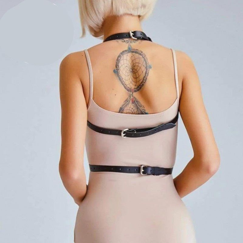 Черен кожен харнес с регулиране AA-800746