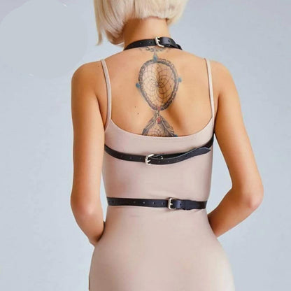 Черен кожен харнес с регулиране AA-800746