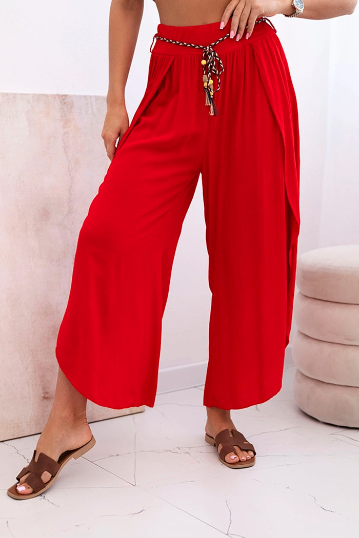 Дамски вискозен панталон с цепка на крачола 81378