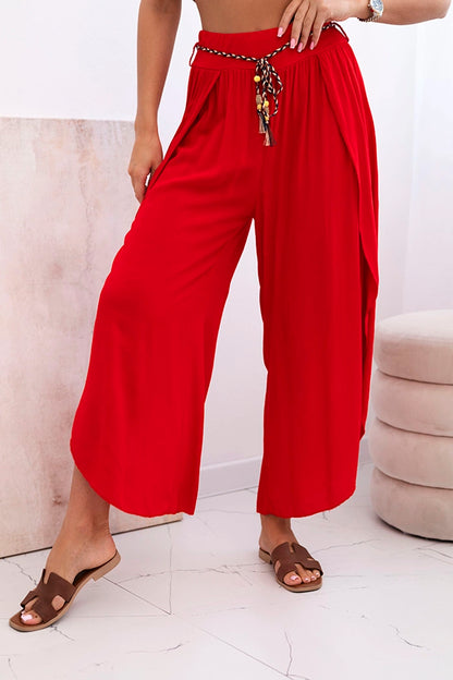 Дамски вискозен панталон с цепка на крачола 81378