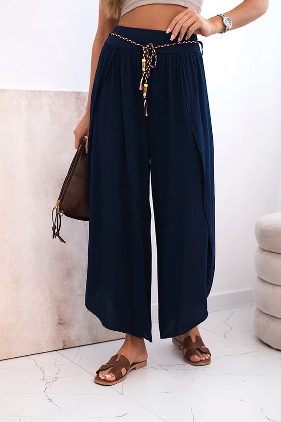 Дамски вискозен панталон с цепка на крачола 81378