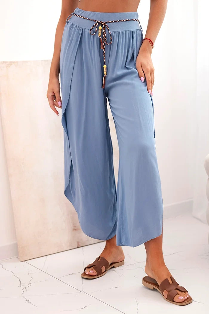 Дамски вискозен панталон с цепка на крачола 81378