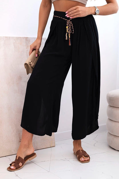 Дамски вискозен панталон с цепка на крачола 81378