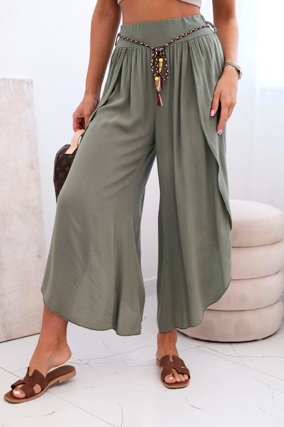 Дамски вискозен панталон с цепка на крачола 81378