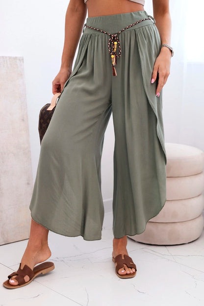 Дамски вискозен панталон с цепка на крачола 81378